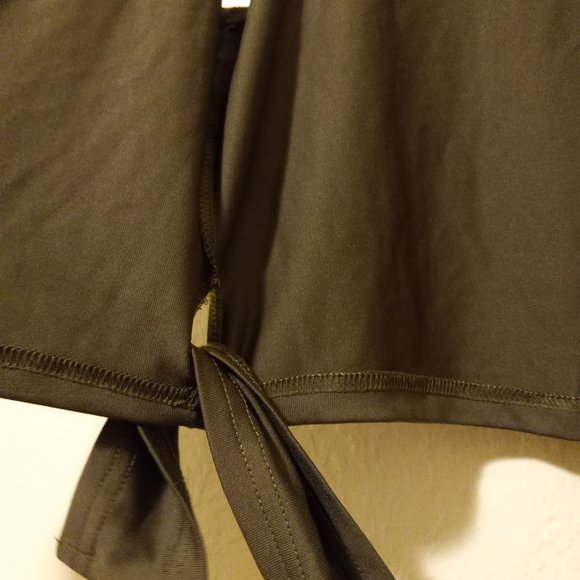 NWT Olive Green Cropped Jersey Wrap Top Y2K 90s One Size - Picture 3 of 12